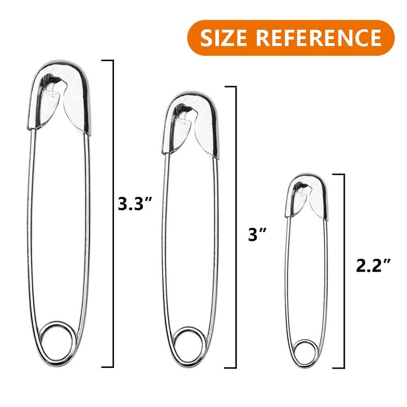 vrupin 100Pcs-3inch Stainless Steel Safety Pins,Safety Pins Bulk Metal Silver Sewing Pins Clothing Clips Tool 75mm Decorative Safety pins - Image 2